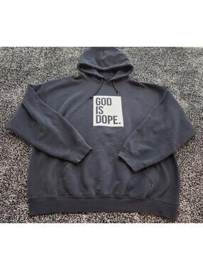 God Is Dope Hoodie Faith Jesus Street Style Black Pullover Unisex Size Medium